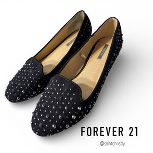 Forever 21 Black Studded Flats Goth Woman’s Size 8
